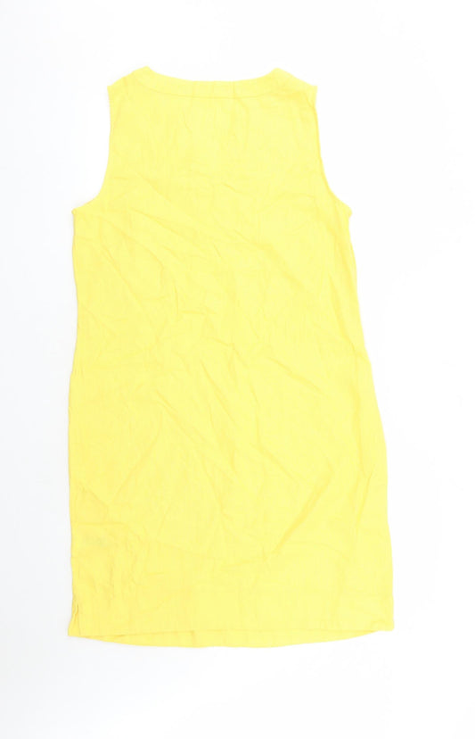Marks and Spencer Womens Yellow Flax A-Line Size 12 V-Neck Pullover