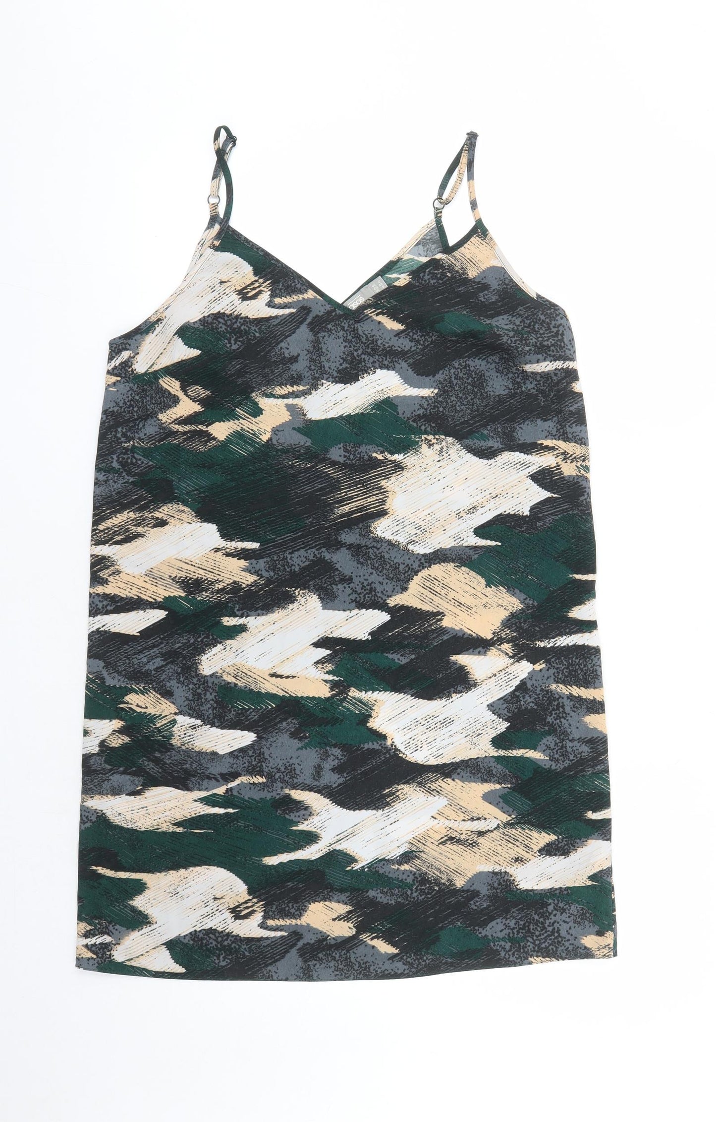 ASOS Womens Multicoloured Geometric Polyester Slip Dress Size 12 V-Neck Pullover