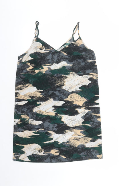 ASOS Womens Multicoloured Geometric Polyester Slip Dress Size 12 V-Neck Pullover