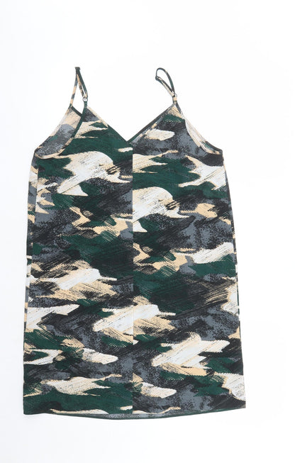 ASOS Womens Multicoloured Geometric Polyester Slip Dress Size 12 V-Neck Pullover