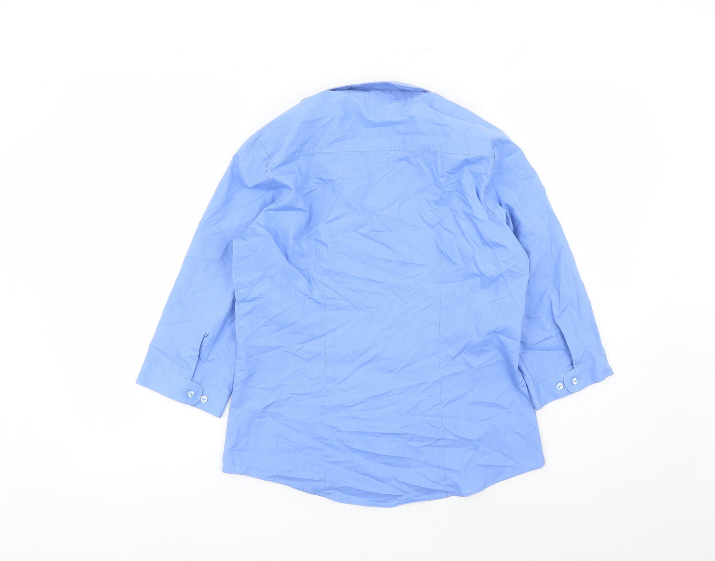Russell Collection Womens Blue Polyester Basic Blouse Size S Collared