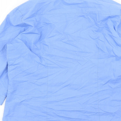 Russell Collection Womens Blue Polyester Basic Blouse Size S Collared