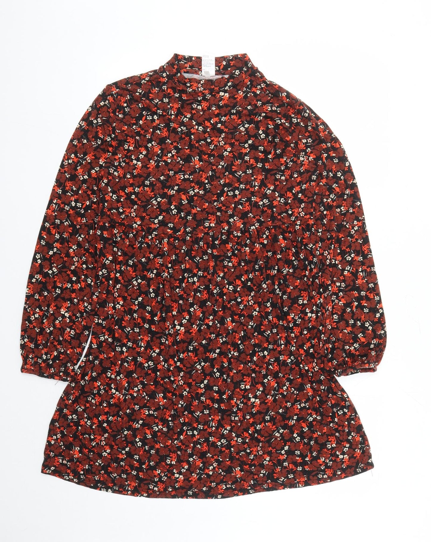 Anko Womens Brown Floral Viscose A-Line Size 8 Mock Neck Pullover