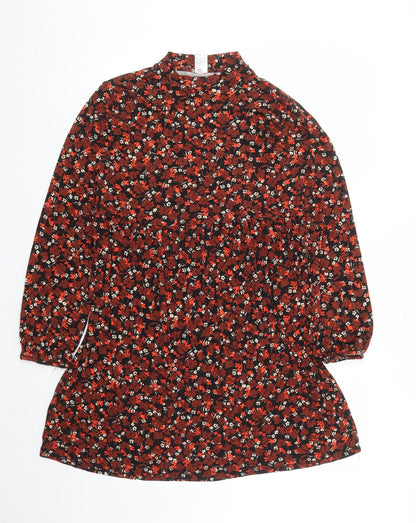 Anko Womens Brown Floral Viscose A-Line Size 8 Mock Neck Pullover