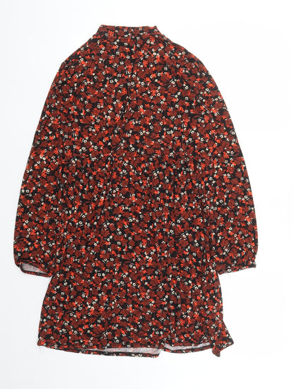 Anko Womens Brown Floral Viscose A-Line Size 8 Mock Neck Pullover