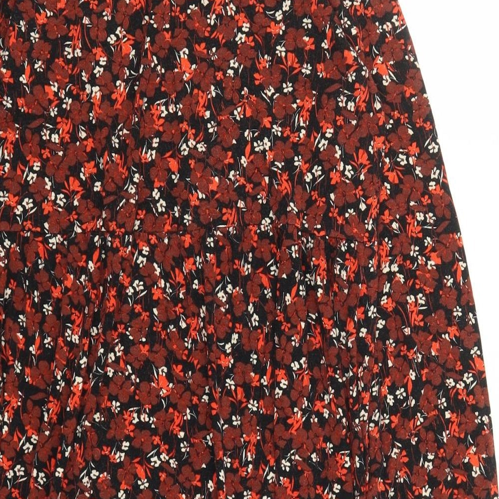 Anko Womens Brown Floral Viscose A-Line Size 8 Mock Neck Pullover