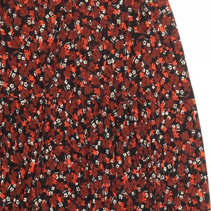 Anko Womens Brown Floral Viscose A-Line Size 8 Mock Neck Pullover