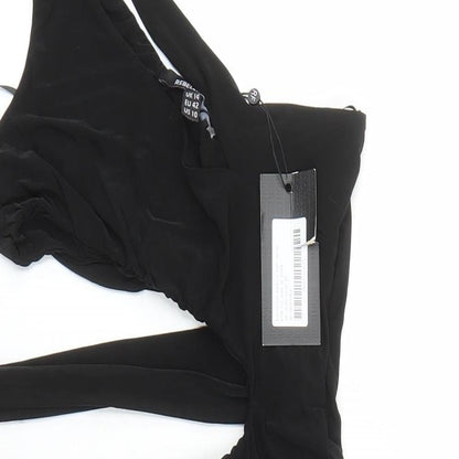 Rebellious Womens Black Polyester Mini Size 14 Round Neck Pullover - Cut Out Detail
