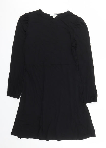 Marks and Spencer Womens Black Viscose A-Line Size 12 Round Neck Pullover