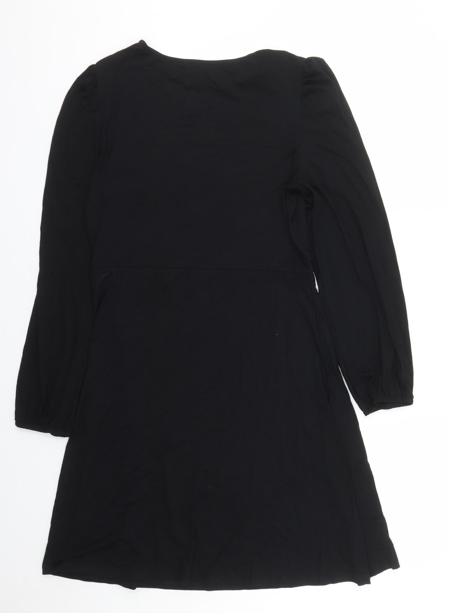 Marks and Spencer Womens Black Viscose A-Line Size 12 Round Neck Pullover