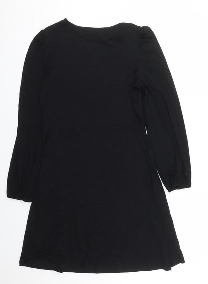 Marks and Spencer Womens Black Viscose A-Line Size 12 Round Neck Pullover