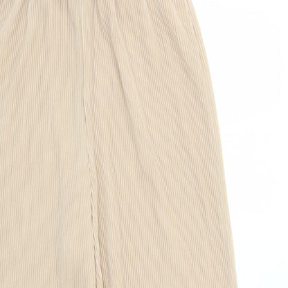 Urban Revivo Womens Beige Polyester Trousers Size 12 L27 in Regular - Elasticated Waist
