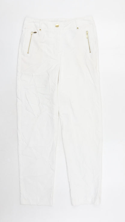Per Una Womens White Cotton Straight Jeans Size 6 L27 in Regular Zip