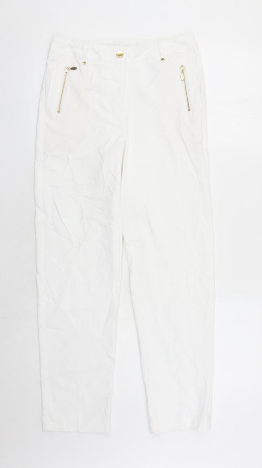 Per Una Womens White Cotton Straight Jeans Size 6 L27 in Regular Zip