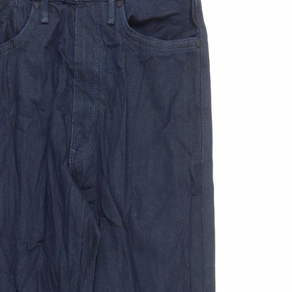 Marks and Spencer Mens Blue Cotton Straight Jeans Size 30 in L29 in Slim Zip - Pockets