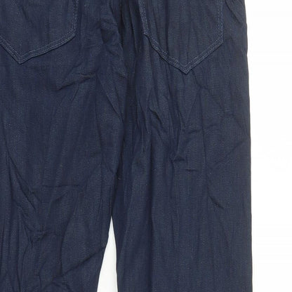 Marks and Spencer Mens Blue Cotton Straight Jeans Size 30 in L29 in Slim Zip - Pockets