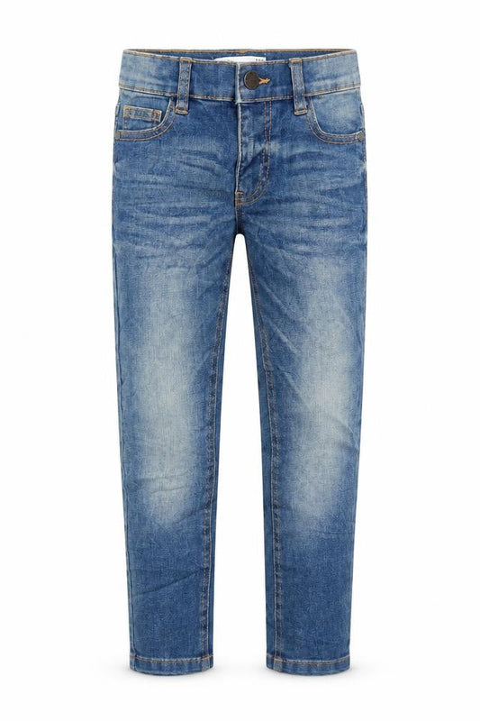 Marks and Spencer Boys Blue Cotton Straight Jeans Size 5-6 Years L20 in Regular Zip