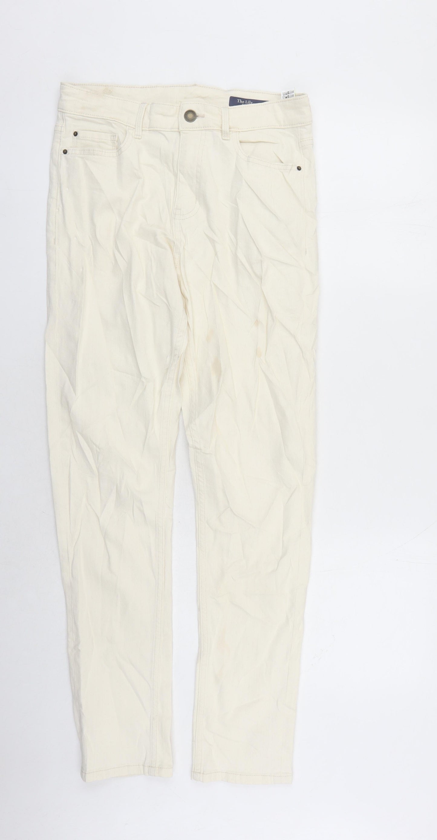 Womens UK Size 10 Marks and Spencer Slim Fit Straight Ivory Jeans