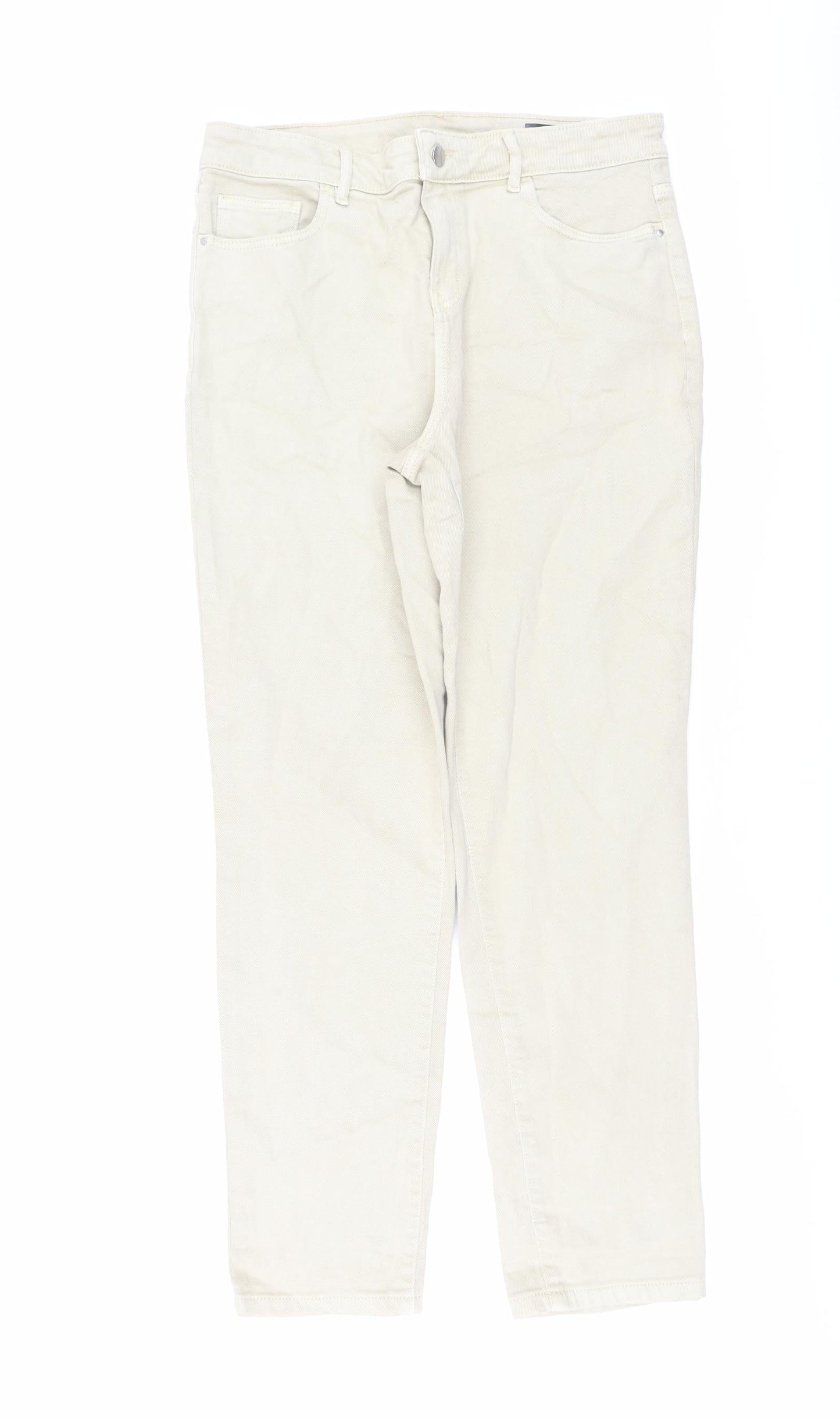 TU Womens Beige Cotton Mom Jeans Size 12 L29 in Regular Button