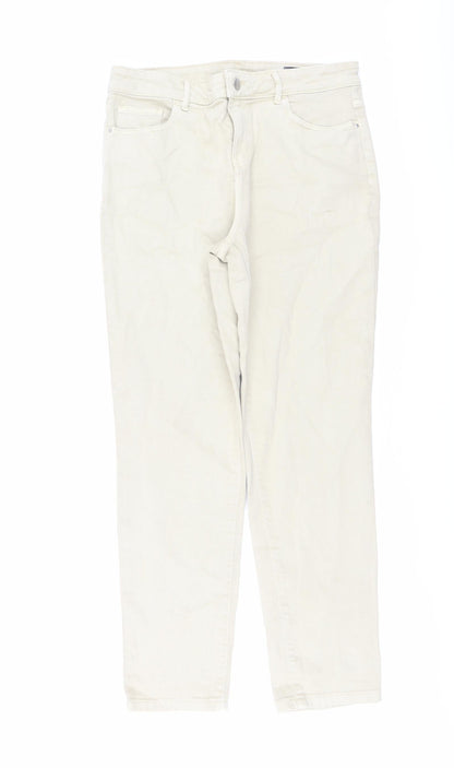 TU Womens Beige Cotton Mom Jeans Size 12 L29 in Regular Button