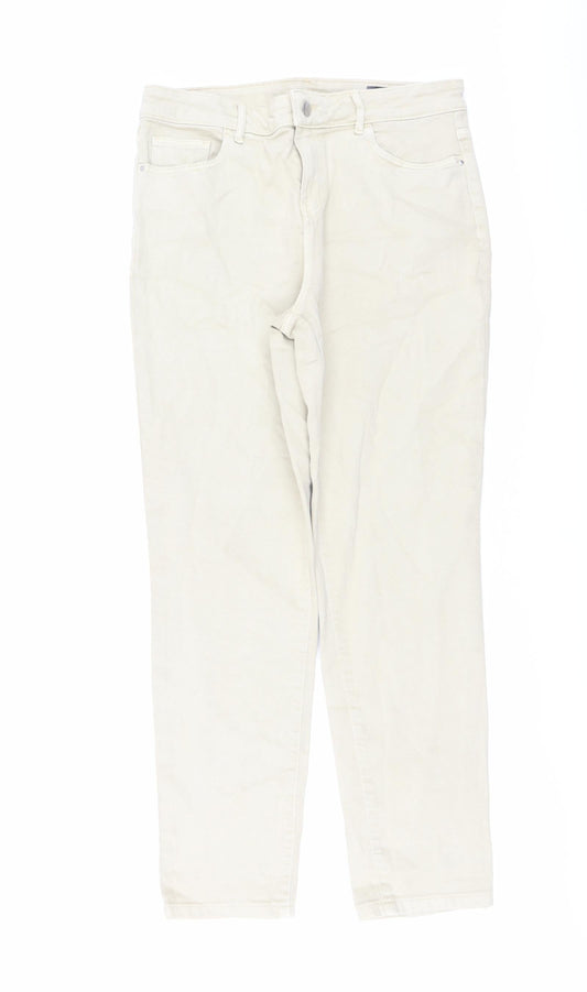 TU Womens Beige Cotton Mom Jeans Size 12 L29 in Regular Button