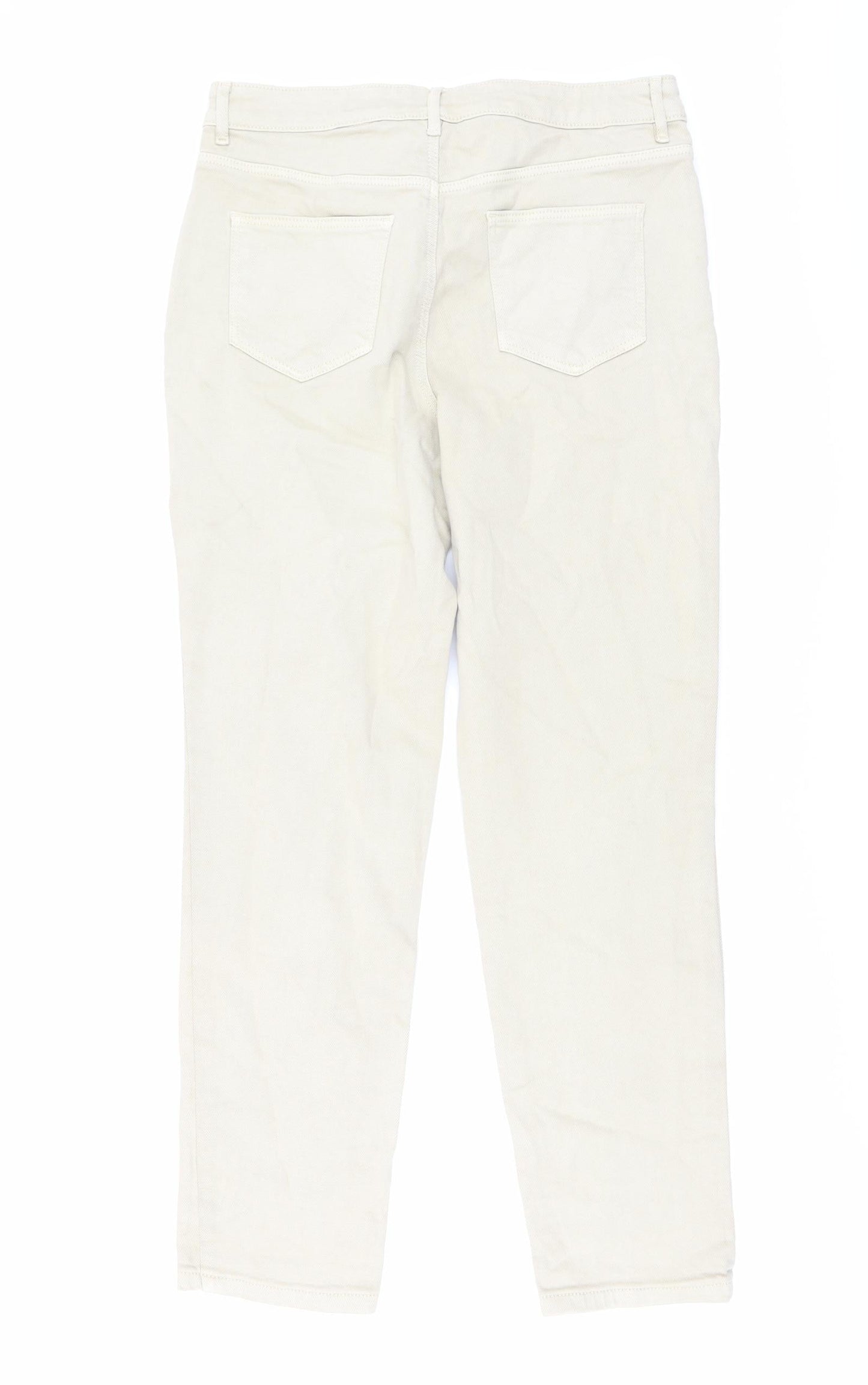 TU Womens Beige Cotton Mom Jeans Size 12 L29 in Regular Button