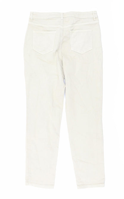 TU Womens Beige Cotton Mom Jeans Size 12 L29 in Regular Button