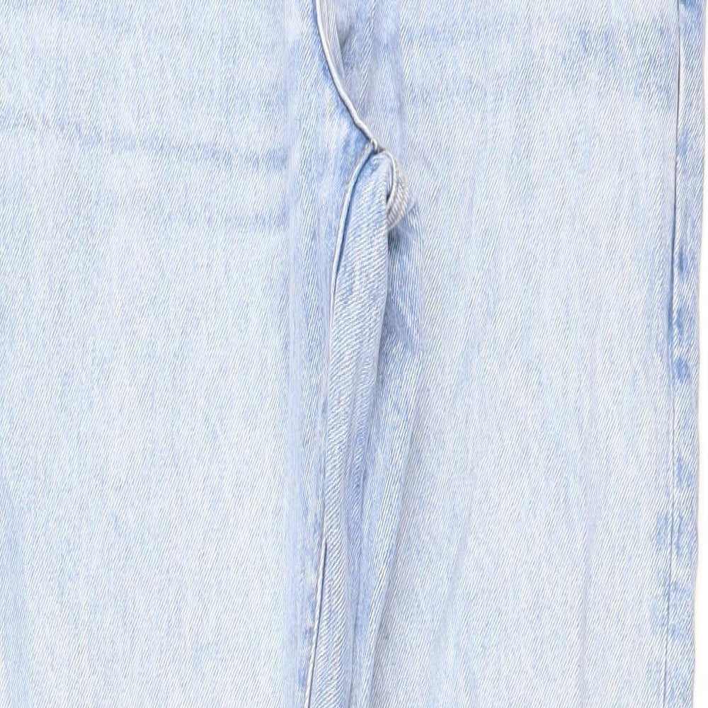 Marks and Spencer Mens Blue Cotton Straight Jeans Size 32 in L33 in Regular Button
