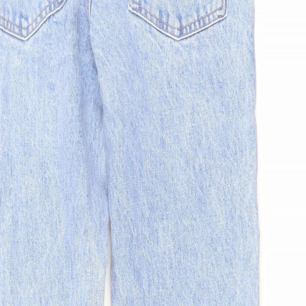 Marks and Spencer Mens Blue Cotton Straight Jeans Size 32 in L33 in Regular Button