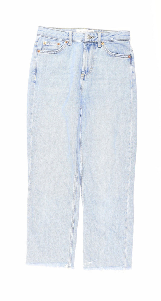 Topshop Womens Blue Cotton Tapered Jeans Size 26 in L24 in Regular Button