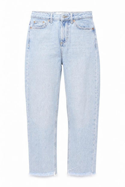 Topshop Womens Blue Cotton Tapered Jeans Size 26 in L24 in Regular Button