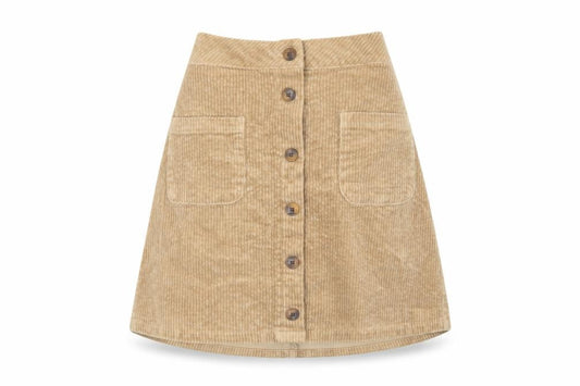 NEXT Girls Beige Cotton A-Line Skirt Size 12 Years Regular Button