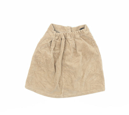 NEXT Girls Beige Cotton A-Line Skirt Size 12 Years Regular Button