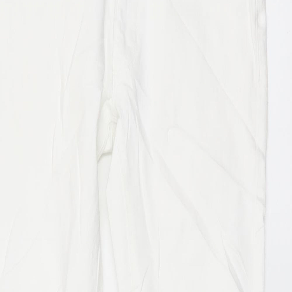 Marks and Spencer Mens White Cotton Skinny Jeans Size 28 in L33 in Regular Button