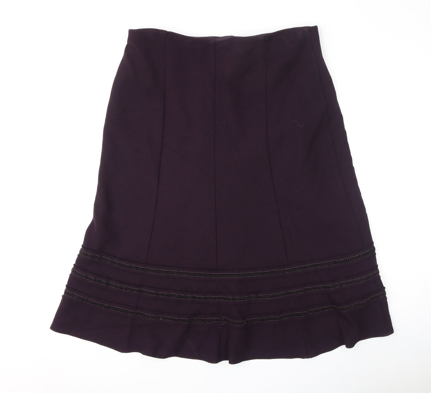 Marks and Spencer Womens Purple Polyester Flare Skirt Size 12 - Embroidery