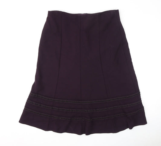 Marks and Spencer Womens Purple Polyester Flare Skirt Size 12 - Embroidery
