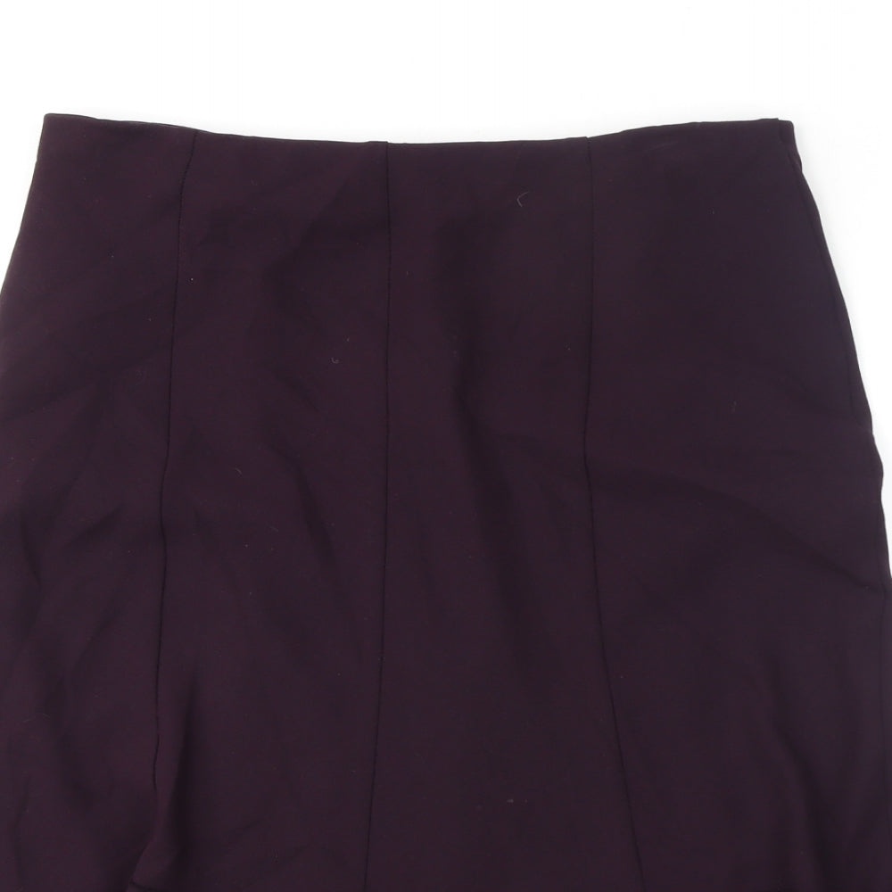 Marks and Spencer Womens Purple Polyester Flare Skirt Size 12 - Embroidery