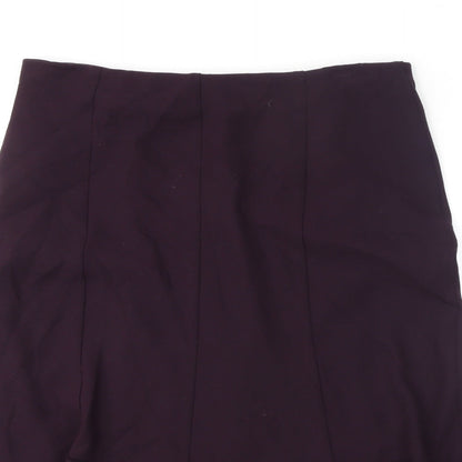 Marks and Spencer Womens Purple Polyester Flare Skirt Size 12 - Embroidery