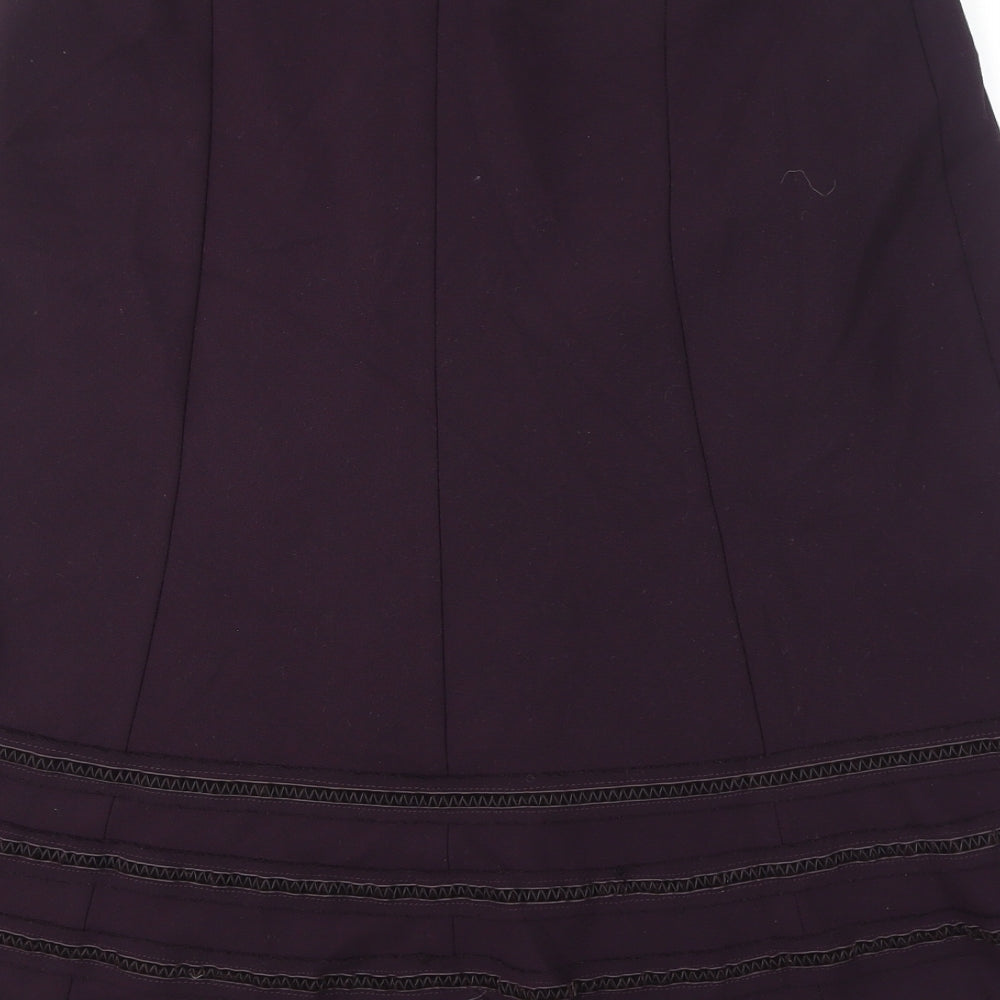 Marks and Spencer Womens Purple Polyester Flare Skirt Size 12 - Embroidery
