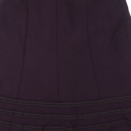 Marks and Spencer Womens Purple Polyester Flare Skirt Size 12 - Embroidery