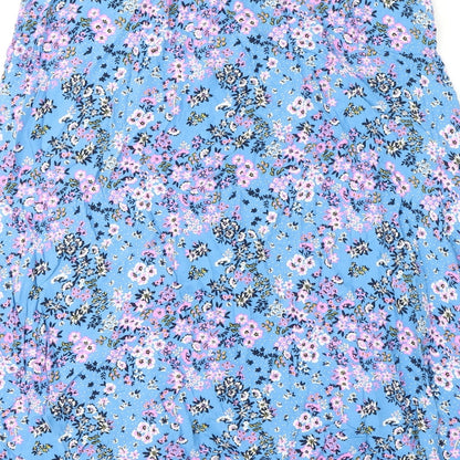 Marks and Spencer Womens Blue Floral Viscose Flare Skirt Size 12