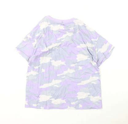 Marks and Spencer Boys Purple Camouflage Cotton Basic T-Shirt Size 10-11 Years Round Neck Pullover