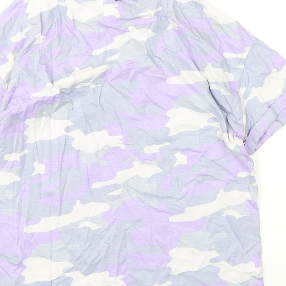 Marks and Spencer Boys Purple Camouflage Cotton Basic T-Shirt Size 10-11 Years Round Neck Pullover