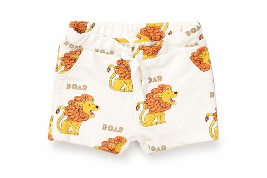 Marks and Spencer Boys Ivory Geometric Cotton Cropped Trousers Size 0-3 Months Drawstring - Shorts, Lion, Roar