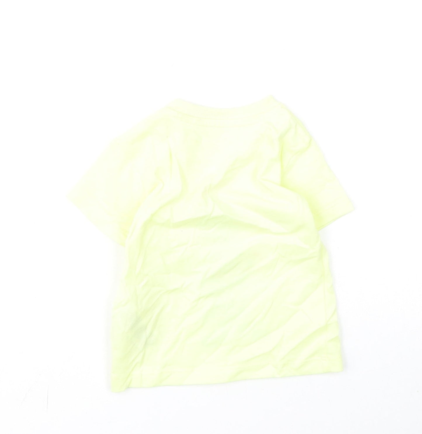 Marks and Spencer Girls Yellow Cotton Basic T-Shirt Size 3-6 Months Round Neck Snap - Bunny, Love Summer