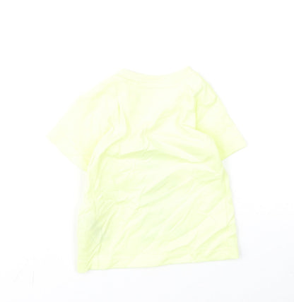 Marks and Spencer Girls Yellow Cotton Basic T-Shirt Size 3-6 Months Round Neck Snap - Bunny, Love Summer