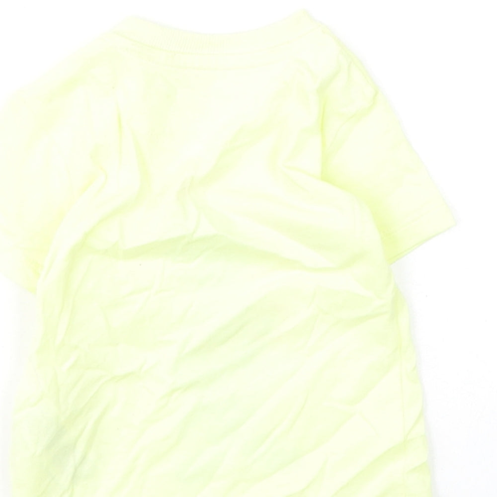Marks and Spencer Girls Yellow Cotton Basic T-Shirt Size 3-6 Months Round Neck Snap - Bunny, Love Summer