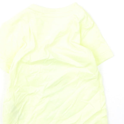 Marks and Spencer Girls Yellow Cotton Basic T-Shirt Size 3-6 Months Round Neck Snap - Bunny, Love Summer
