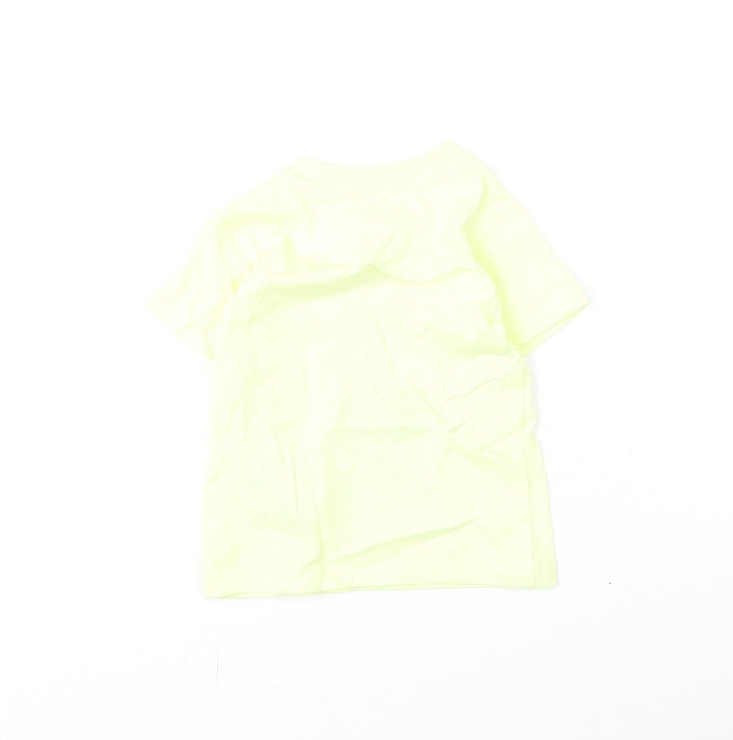 Marks and Spencer Girls Yellow Cotton Basic T-Shirt Size 3-6 Months Round Neck Snap - Bunny, Love Summer