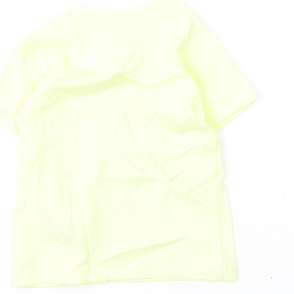 Marks and Spencer Girls Yellow Cotton Basic T-Shirt Size 3-6 Months Round Neck Snap - Bunny, Love Summer